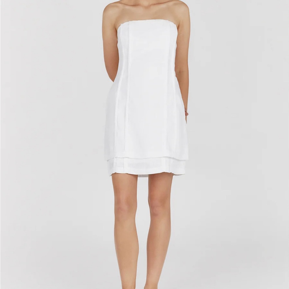 Dishh DULCE WHITE LINEN MINI DRESS
